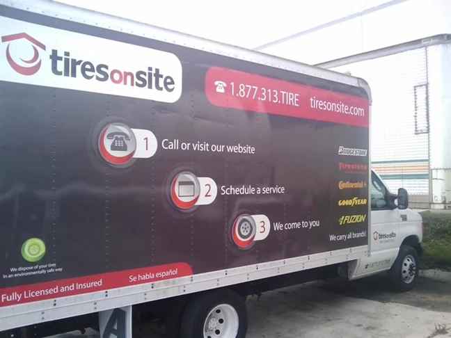 Full color graphics on sides of Box Truck.